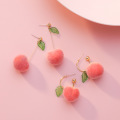 Japan South Korea Harajuku Style Cute Simulation Peach Women Earrings Fashion Small Fresh Pink Fruit Party Wedding Jewelry Gift