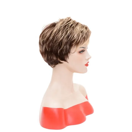 Hot-selling fluffy Synthetic wigs brown natural straight and kinky wave hair for European and American fashion women