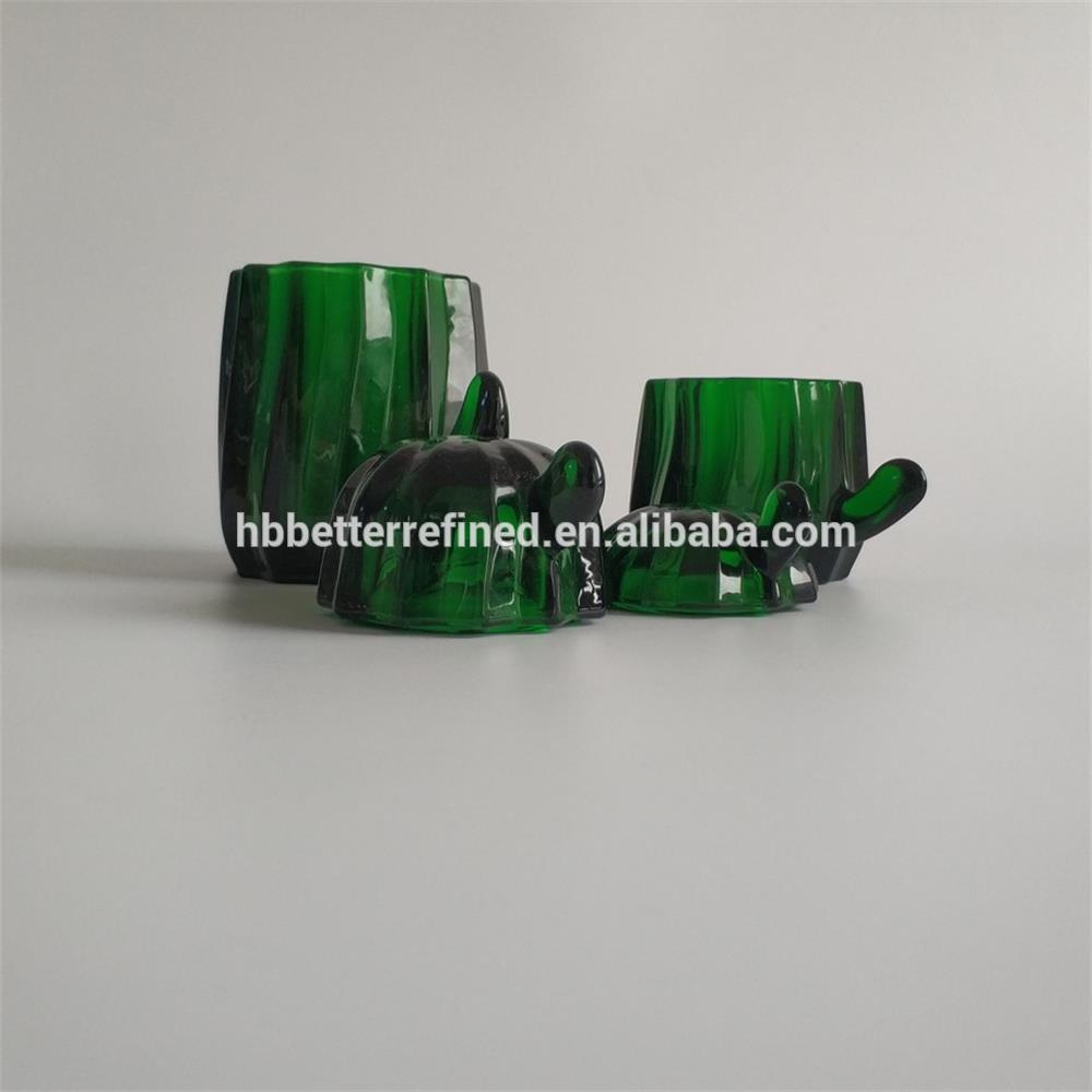 Elegant Green Glass Cactus Cookie Jar2