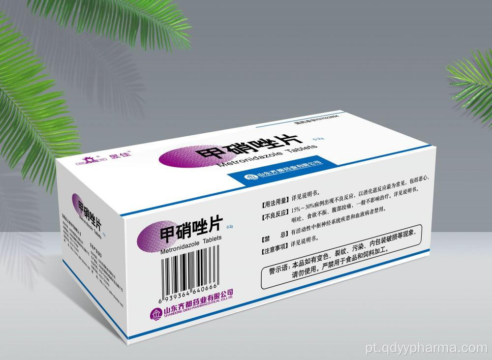 Comprimidos de metronidazol 200mg, 500mg