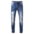 Mens Ripped Paint Splash Jeans Factory Grossist Custom