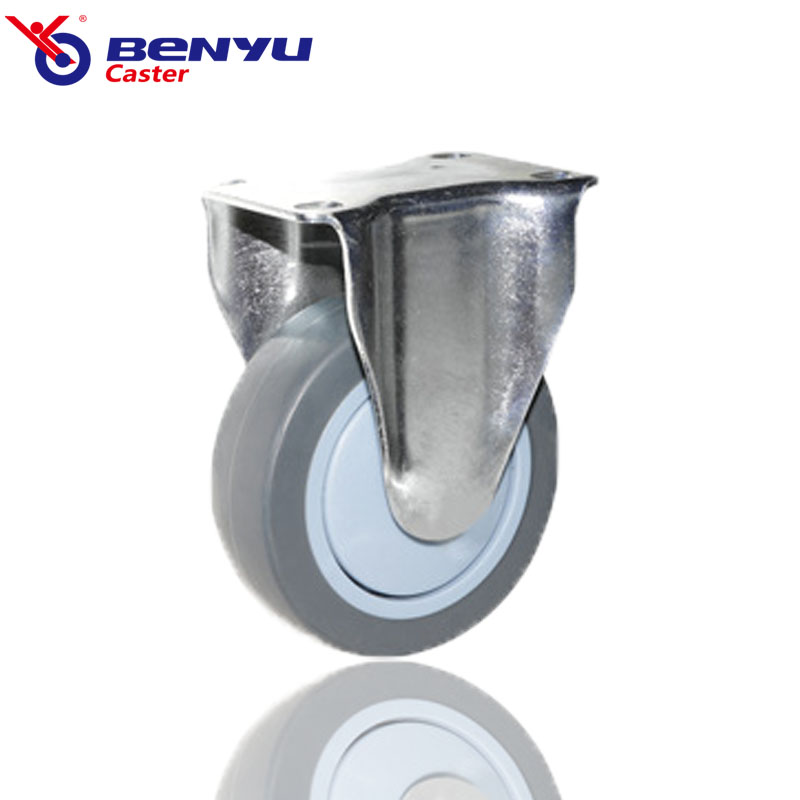 Medium-Duty Single Bearing TPR Silent 5Inch Rigid Casters