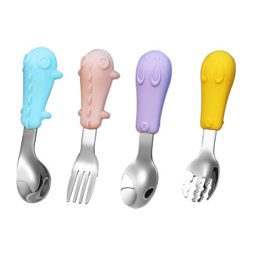 Stilvolles Edelstahl-Utensilienset mit Tier-Silikongriff