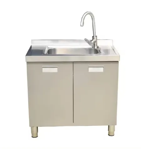Modern Minimalist Stainless Steel Kitchen Sink Cabinet with Water Tap: Custom Sideboard Solutions