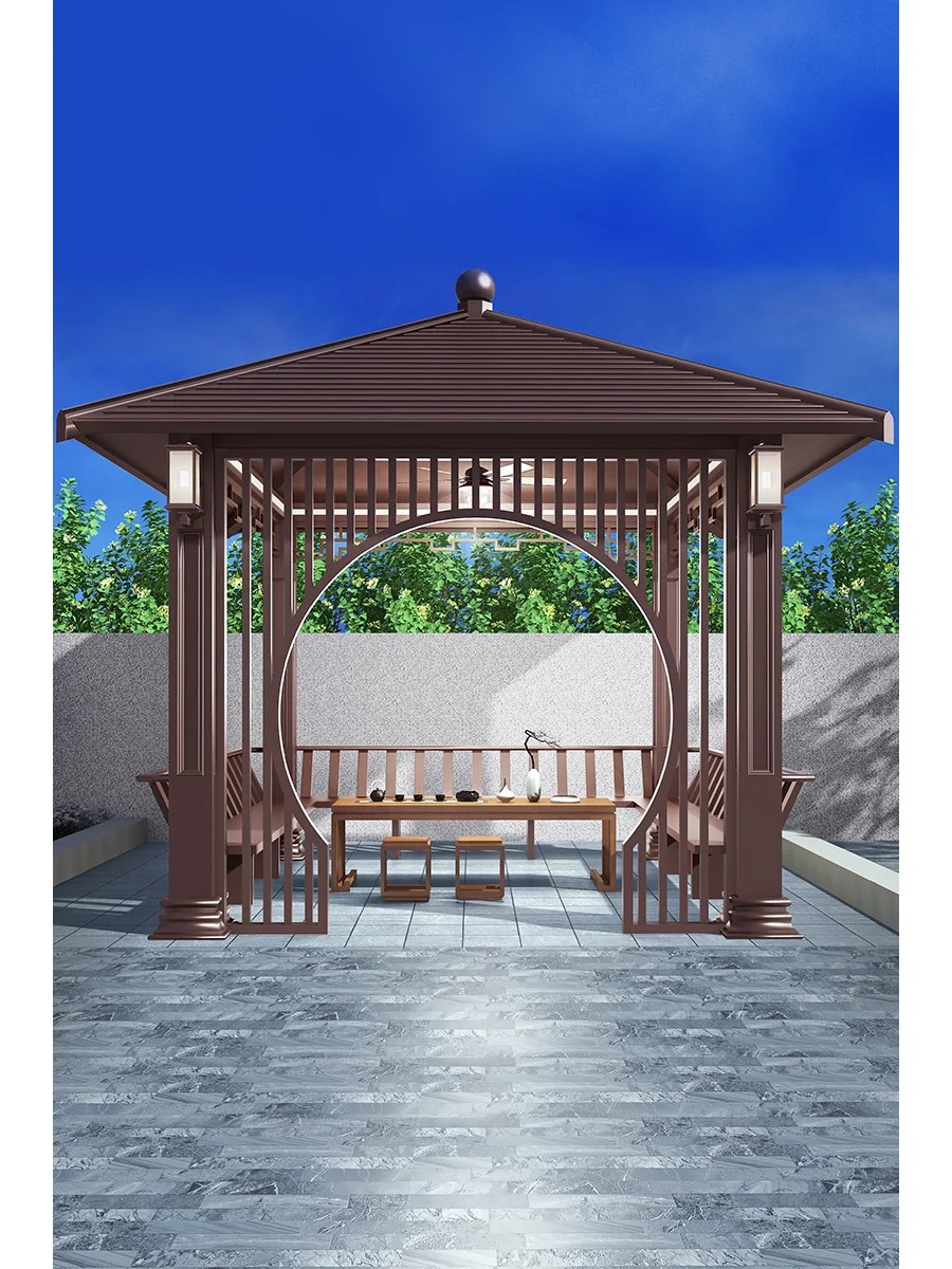 Chinese Style Antique Aluminum Outdoor Quadrangle Gazebo