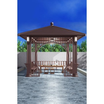 Gazebo quadrilatère extérieur en aluminium antique de style chinois