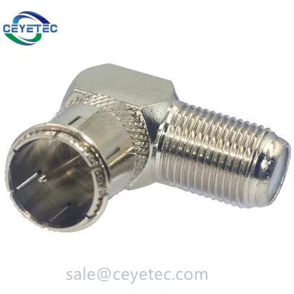 Right Angle F Plug to F Jack Adapter