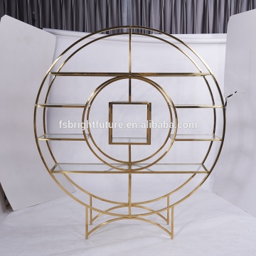 Round Glass Shelf Wine Display Cabinet