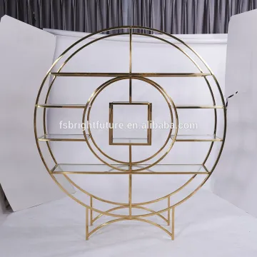 Round Glass Shelf Wine Display Cabinet