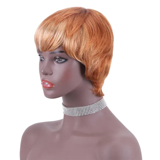 perruque grade 12 blonde 613 pixie bob glueless wigs with ombre bangs 100% raw unprocessed virgin vietnamese human hair wigs