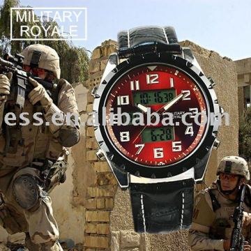 MR010 military royale analog digital multi-function sport leather wrist watch