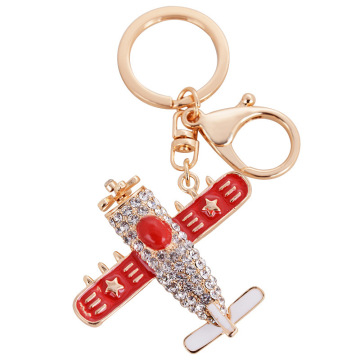 2016 new arrival hot selling wholesale airplane alloy rhinestone keychains