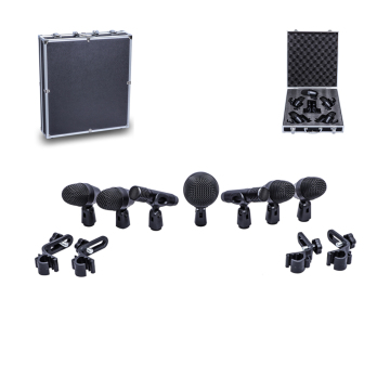 PGA New 7-Piece Wired Drum Mic Kit for Studio Recording - Noise Cancelling Microphones for Kick, Bass, Tom, Snare, and Cymbals