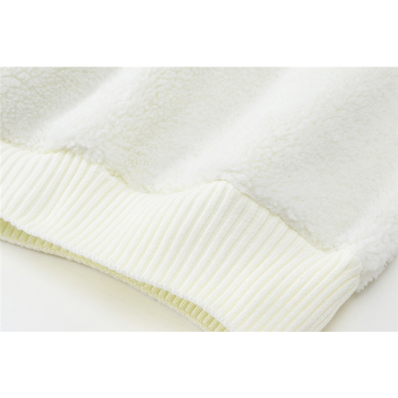 White Faux Fur Sheepskin Sweatshirt Women 2020 Winter Korean V-neck Long Sleeve Female Vintage Oversize Warm Pocket Hoodie Tops