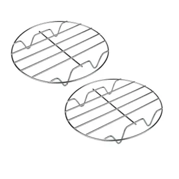Stainless Steel Round Grill Baking Tray - Grill Rack for Meat, Veggies, Camping, and BBQ