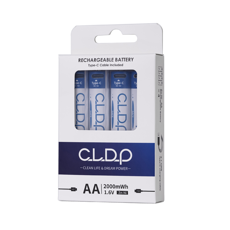 CLDP Zn-Ni 1.6V 2000mWh USB AA Rechargeable Batteries