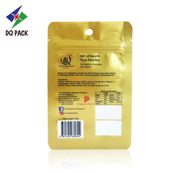 Stand Up Zipper Pouches with Zipper Top Customized Stand Up Pouch