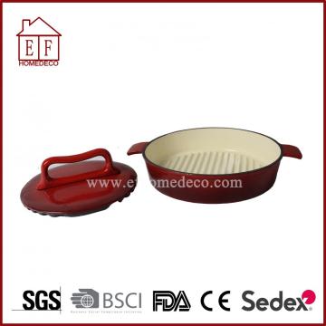 Enameled Cast Iron Dish with Press for cooking
