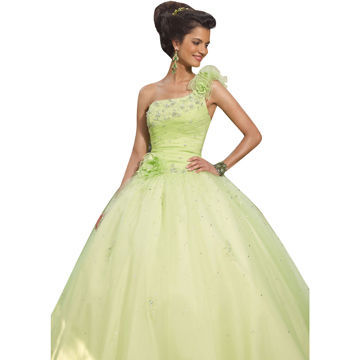 Quinceanera Kleid, eine Schulter Stock Länge Organza Beading