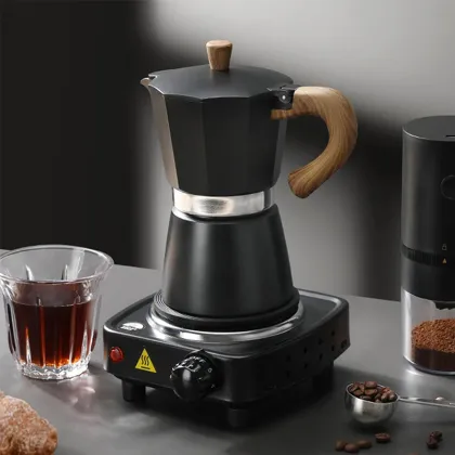 Hot Sale Italian Espresso Aluminum Moka Pot With Brush Spoon Moka Mocha Pot