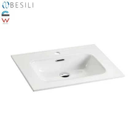 Rectangular Ceramic Washbasin for Luxury Hotels - Commercial White Cabinet Good Price Square Washbasin