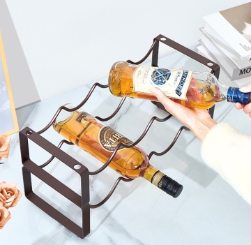 Metal Wine Bottle Rack - Storage Organizer for Cabinets