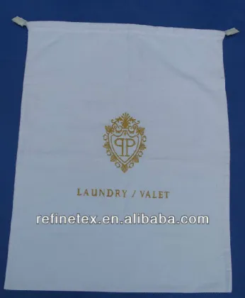 Greige fabric laundry bag for hotels and resorts