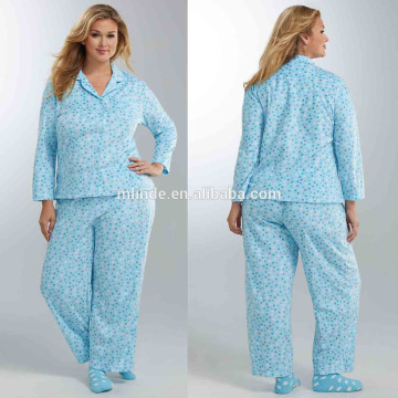 Fat Women Winter Long Sleeve Fleece Girlfriend Pajama Set Plus Size Sleepwear Wholesale High Quality