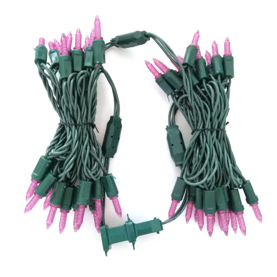 Pink LED M5 Mini String Lights 25ft 6 inch Spacing Christmas Decorations