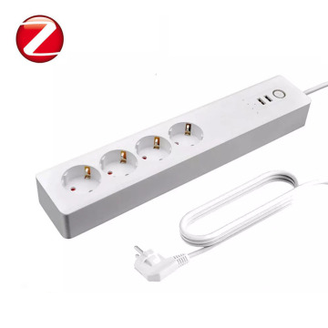 Tuya Zigbee Smart Energy Saving Power Strip with 4 Sockets and 2 USB Fast Charging Ports for EU/US/UK
