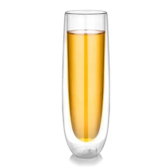 borosilicate glass clear classic flute double walled glasses