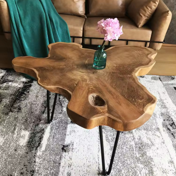 Modern Irregular Wooden Coffee Table with Legs