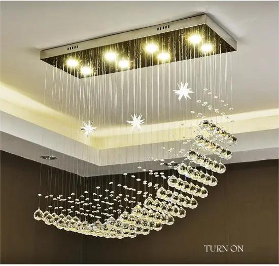 Modern Luxury Spiral Stainless Steel Hanging Chandelier with K9 Crystal