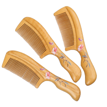 Green Choice: Eco-Friendly Boxwood Painted Wet-Dry Hair Comb with Curved Teeth for Detangling