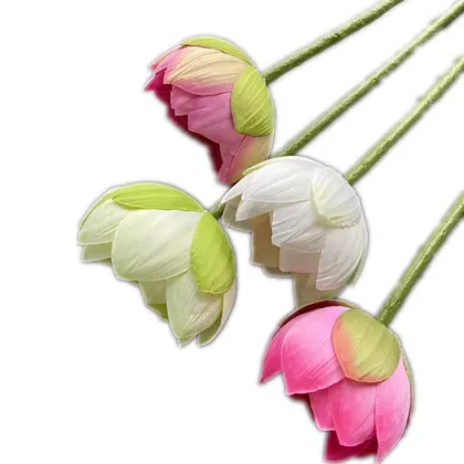 Artificial Lotus Flower Stem - Faux Water Lily Blossom Branch for Decor