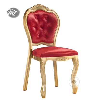 Elegant French Royal Gold Leather Wedding Banquet Chairs