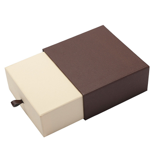 Cajón deslizante Embalaje de cinturón de lujo Caja de color marrón oscuro