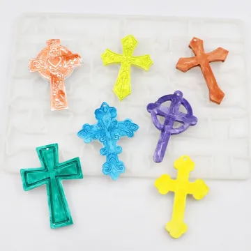 1129 Factory Silicone Resin Mold for Hollowmas Cross Crucifix Shape DIY Resin Art