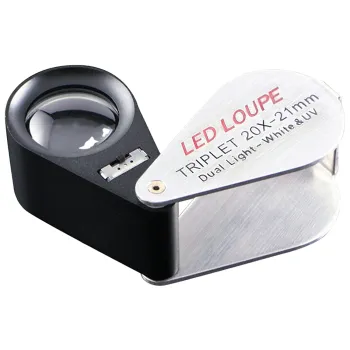 20x Magnifier LED Pocket Magnifying Glass for Gemstone and Jewelry Inspection - Aquamarine & Sapphires