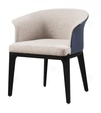 White cotton linen and leather Designer single chairs