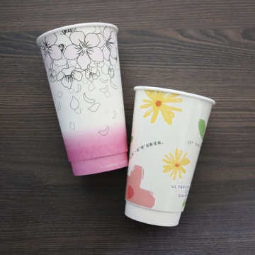 Copos de papel para bebidas frias PE PLA elegantes de 20 onças