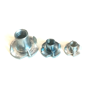 China Wholesale Customizable Wood Thread Inserts (T-Nuts) in Various Sizes: 3/8", "5/16", "m4", "m5", "m6", "m8", "m10" - Stainless Steel Four Claw Tee Nuts