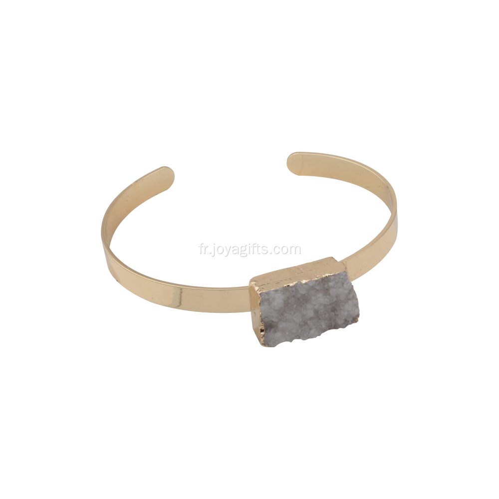 Bijoux en or en gros pour les bracelets de cuivre d&#39;or de cluster de cristal clair de Druzy Cuboid