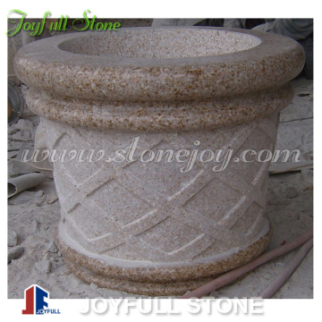 Yellow Granite Flower Planter, Granite Planter, Garden Ornament