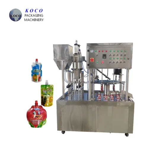 KOCO 1500 to 6000bph Full Automatic Stand Up Pouch Capping and Sachet Filling Machine for Juice, Milk, and Water