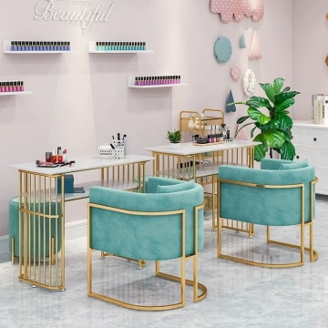 Sky Blue Nail Salon Furniture with Dryer - Manicure Chair and Table