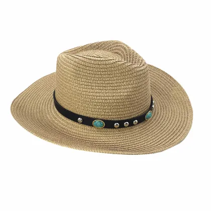 Men's Fashion Black Sunscreen Panama Hats - Straw Cowboy Hat