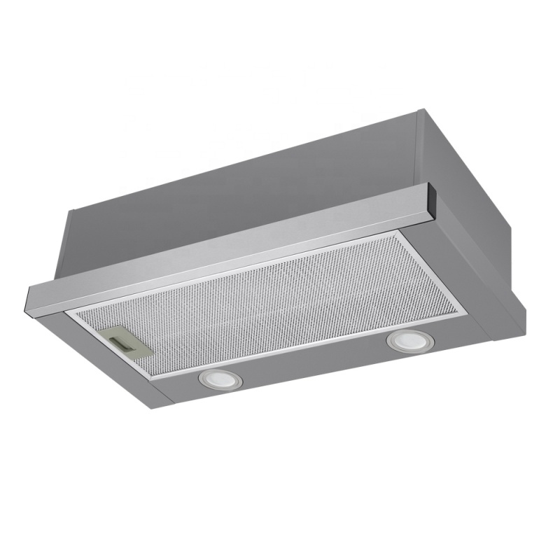 2024  New Pattern Good Quality Led Lighting Under Cabinet Integrated Slide Out Telescopic Kitchen Range Hood