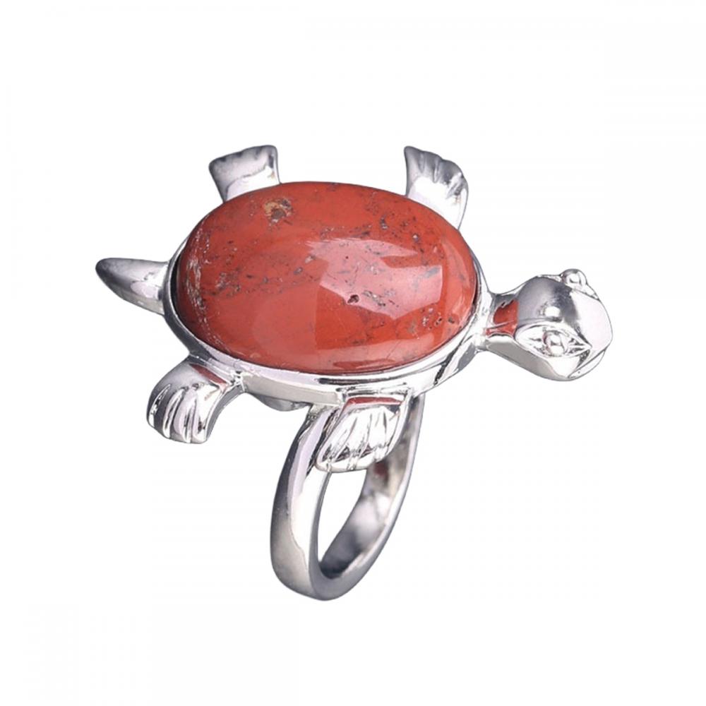 Anillos de tortuga de piedra natural forma gemita forma ovalada ver anillo de tortuga para hombres mujeres cuarzo de cristal anillo ajustable aniversario cumpleaños