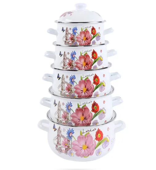 5PCS 18-26cm Enamel Lid High Quality Porcelain Healthy Enamel Casserole